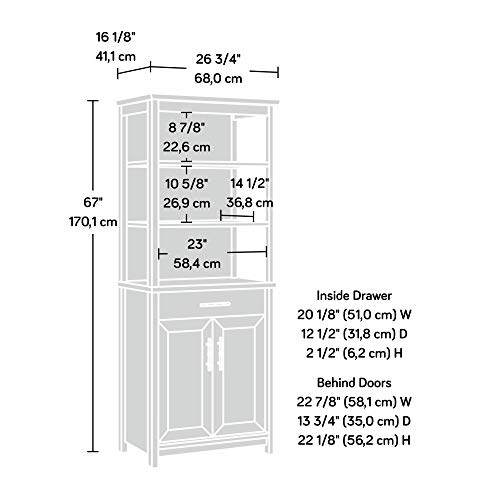 Sauder Coral Cape Library with Doors, L: 26.77" x W: 16.18" x H: 66.97", Sindoori Mango Finish