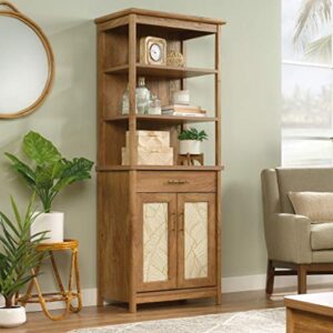 Sauder Coral Cape Library with Doors, L: 26.77" x W: 16.18" x H: 66.97", Sindoori Mango Finish