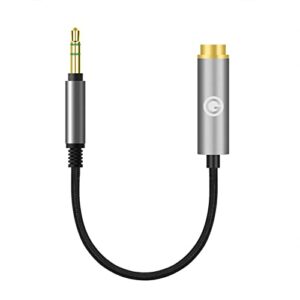 geekria apollo 3.5mm stereo male to 4.4mm balanced female adapter cord / 5 cores conversion audio cable, aluminum alloy casing, pp yarn-braided upgrade cable (5.5 inches)
