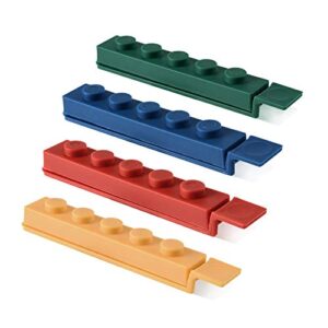 bag clips for food packages - sealing clips for snack bags | kitchen clips for open cookie bags | designed as a set of 8 cute stackable bricks | multicolor sealers