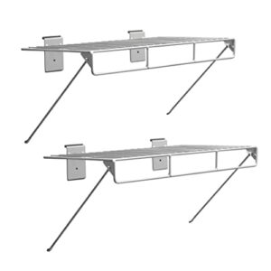crownwall universal slatwall steel wire shelf with rail, 2-pack (24-in x 12-in)