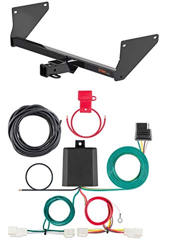 Curt 13416 56434 Class 3 Trailer Hitch 2in Receiver with 4-Pin Custom Wiring Harness Bundle