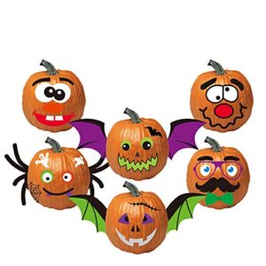kayco outlet pumpkin decorating kit stickers – 110 piece halloween funny foam face decorating kits