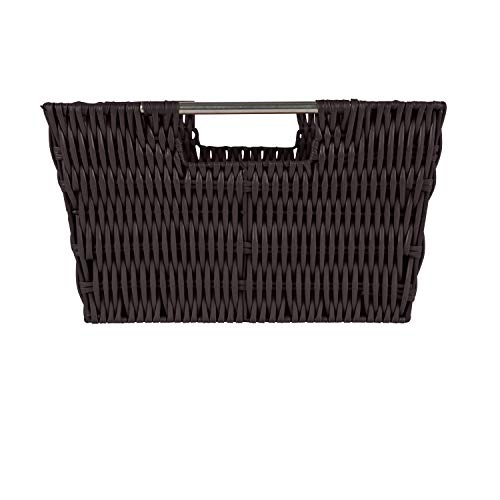 Simplify 3 Pack Set Woven Baskets with Handles, for Storage, Blankets, Toys, Books, Ideal for Home, Office, Dorm, Playroom, Closet, in Chocolate 3 Piece Rattan Tote