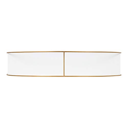 Kate and Laurel Delmar Modern Wall Shelf, 26 x 21, White and Gold, Glamorous Geometric Wall Decor