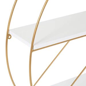 Kate and Laurel Delmar Modern Wall Shelf, 26 x 21, White and Gold, Glamorous Geometric Wall Decor