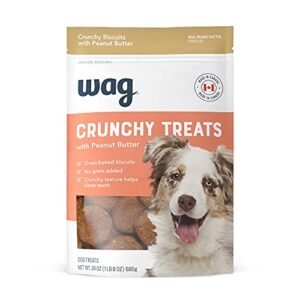 amazon brand - wag baked biscuits crunchy dog treats, peanut butter, 1.5 lb