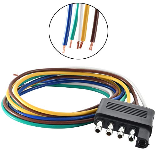 Oyviny 5 Way Flat Trailer Wiring Harness Plug with 22 inch Wire Lead Trailer End Durable 5 Pin Male Connector Trailer Light Wiring Harness Extension for Trailer RV Boat Color-Coded Waterproof