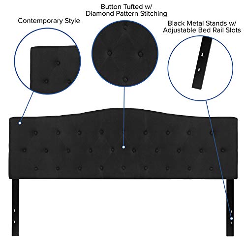 BizChair Tufted Upholstered King Size Headboard in Black Fabric