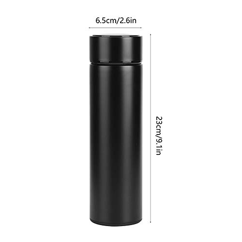 Oumefar Water Bottle, Travel Mugs, Smart Vacuum Flask Thermos Water Bottle with LED Digital Touch Screen, Thermos Cup Vacuum Flask 500ml Stainless Steel for Drinks (Matte black temperature cover)