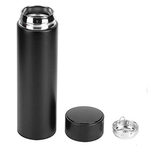 Oumefar Water Bottle, Travel Mugs, Smart Vacuum Flask Thermos Water Bottle with LED Digital Touch Screen, Thermos Cup Vacuum Flask 500ml Stainless Steel for Drinks (Matte black temperature cover)