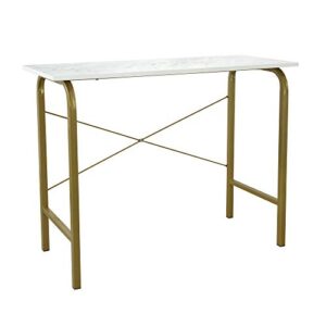 teamson home margo desk table, brass/white