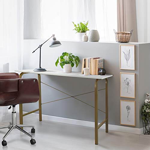 Teamson Home Margo Desk Table, Brass/White