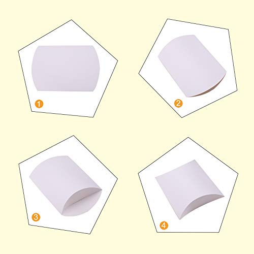 Airssory 50 Pcs 6.5x5.1x1.7 Inches Blank White Paper Pillow Candy Gift Boxes for Wedding Favors Baby Shower Birthday Party Supplies