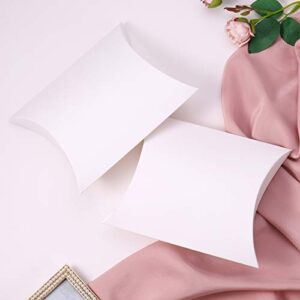 Airssory 50 Pcs 6.5x5.1x1.7 Inches Blank White Paper Pillow Candy Gift Boxes for Wedding Favors Baby Shower Birthday Party Supplies