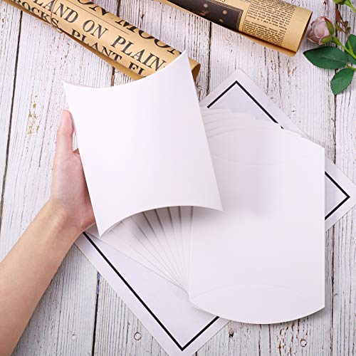 Airssory 50 Pcs 6.5x5.1x1.7 Inches Blank White Paper Pillow Candy Gift Boxes for Wedding Favors Baby Shower Birthday Party Supplies