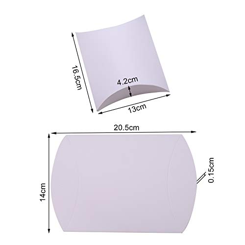 Airssory 50 Pcs 6.5x5.1x1.7 Inches Blank White Paper Pillow Candy Gift Boxes for Wedding Favors Baby Shower Birthday Party Supplies