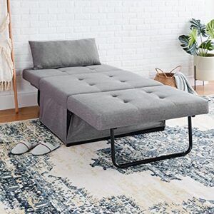 FIRST HILL FHW Folding Ottoman Sleeper Leisure Bed, 4 in 1 Multi-Function Adjustable Ottoman Bench Guest Sofa Chair Sofa Bed, Upscale Grey