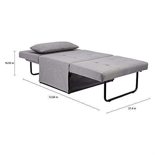 FIRST HILL FHW Folding Ottoman Sleeper Leisure Bed, 4 in 1 Multi-Function Adjustable Ottoman Bench Guest Sofa Chair Sofa Bed, Upscale Grey