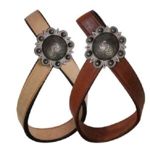 showman leather tie down keeper with concho (light oil)