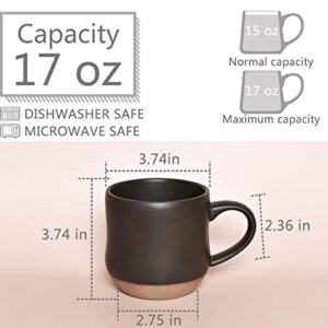 Bosmarlin Large Stoneware Speckled Coffee Mug, Big Ceramic Tea Cup, 17 Oz, Dishwasher and Microwave Safe, 1 PCS (Black, 1)