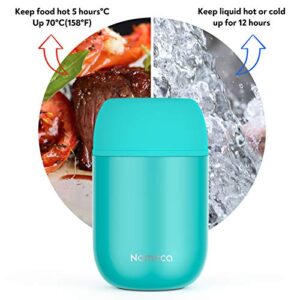 Nomeca Hot Containers for Kids Lunch Box - Wide Mouth Keep Food Drinks Hot Warm Cold Box, 16Oz Thermal Soup Bowl With Spoon Stainless Steel Vacuum Food Flask for School Office Outdoor, Teal