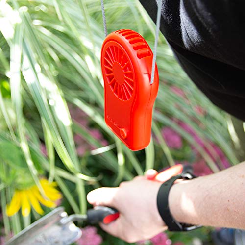 Simply Genius Personal Necklace Fan, Battery Operated, Portable Neck Fan for Cooling and Travel with Adjustable Lanyard, Red