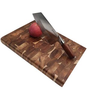 Kitory 7 Inch Knife High Carbon German Steel Chinese Chef Knife, Vegetable Cleaver Anti-rust Kitchen Knife, Heavy Duty Cutting Boards - Large Size Acacia Wood Board - Ultra Thick Kitchen Cutting Board