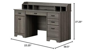 South Shore Versa Computer Office Desk with Power Bar, Gray Maple