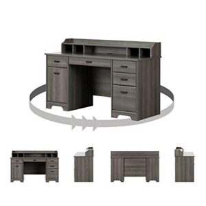 South Shore Versa Computer Office Desk with Power Bar, Gray Maple