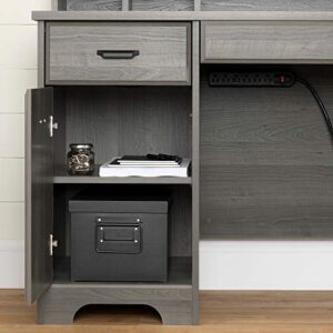 South Shore Versa Computer Office Desk with Power Bar, Gray Maple