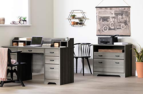 South Shore Versa Computer Office Desk with Power Bar, Gray Maple