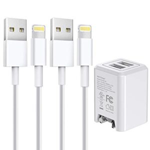 [apple mfi certified] iphone charger, stuffcool dual port wall charger with foldable plug & 2 pack 6ft lightning cable fast charging data sync transfer cord compatible with iphone 12/11/xs/xr/x 8/ipad