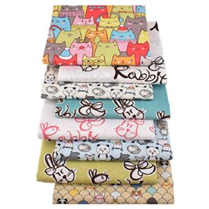 discountstore145 8Pcs Fabric Patchwork, Cartoon Animal Print Cotton Fabric Kids Bedding for Patchwork Sewing Bags 20 * 25cm