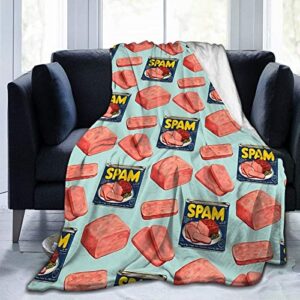 zblin spam pattern blue throw boutique blankets soft comfortable plush microfiber flannel blanket 50"x40"inch