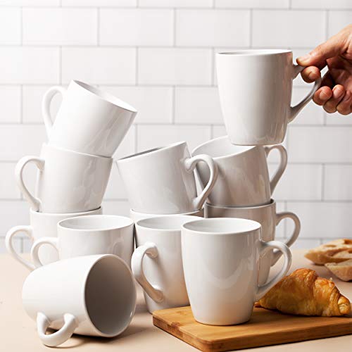 BTaT- White Coffee Mugs, Set of 12, 12oz, Coffee Mug Set, Christmas Coffee Mugs, Hot Chocolate Mugs, Ceramic Mugs, Large Mugs for Coffee, Set of Mugs, Hot Cocoa Mugs, Mug Sets, Mother's Day Gift