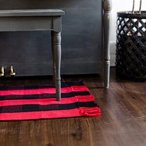 Red and Black Buffalo Plaid Rug I Machine Washable Front Door Mat | Farmhouse Rug 41” x 23” Buffalo Plaid Decor I Red Rug | Christmas Rug