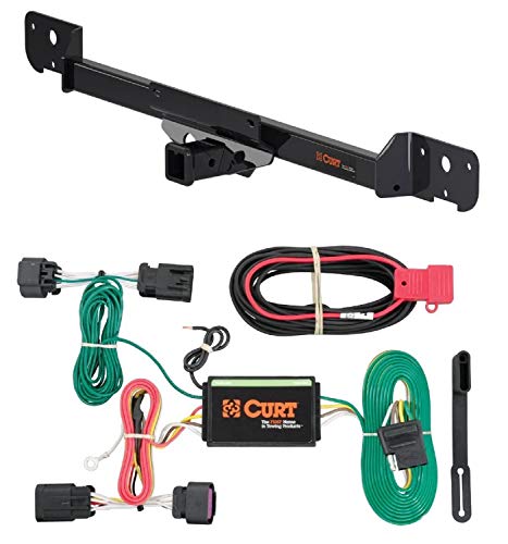 Curt 13295 56209 Class 3 Trailer Hitch 2-Inch Receiver with 4-Way Flat Custom Wiring Harness Bundle