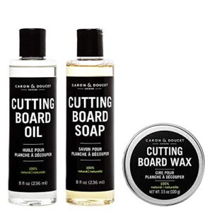 caron & doucet - ultimate cutting board maintenance kit - cutting board oil, cutting board soap, cutting board wax