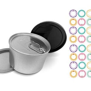 YEEPON 20sets Cali Press In Self-seal Tin Can with Lid - Tuna Can Hoop Ring - NO TOOLS NEEDED + 32Pieces can Labels【200ml/7g] (20sets)