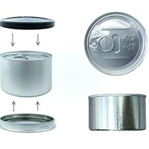 YEEPON 20sets Cali Press In Self-seal Tin Can with Lid - Tuna Can Hoop Ring - NO TOOLS NEEDED + 32Pieces can Labels【200ml/7g] (20sets)