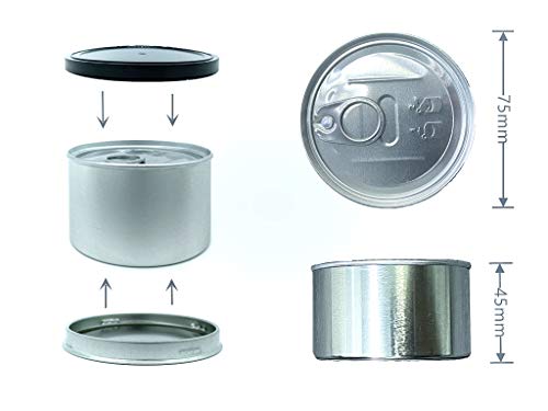 YEEPON 20sets Cali Press In Self-seal Tin Can with Lid - Tuna Can Hoop Ring - NO TOOLS NEEDED + 32Pieces can Labels【200ml/7g] (20sets)