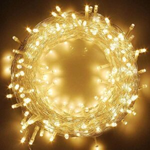 fairy string lights twinkle outdoor indoor 33ft 100 led waterproof color changing plug in decor for patio garden yard wedding christmas festival party (33ft 100led, warmwhite)