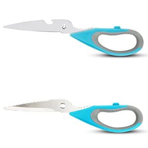 Kitchen Scissors, Heavy Duty Stainless Steel Kitchen Shears, Premium Ultra Sharp Utility Multifunctional Kitchen Scissors for Poultry, Chicken, Meat, Food, Vegetables, Seafood, BBQ (Blue)