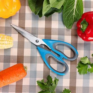 Kitchen Scissors, Heavy Duty Stainless Steel Kitchen Shears, Premium Ultra Sharp Utility Multifunctional Kitchen Scissors for Poultry, Chicken, Meat, Food, Vegetables, Seafood, BBQ (Blue)