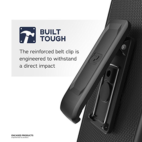 Encased Compatible with iPhone 12 Belt Clip Case (Thin Armor) Slim Grip Cover with Holster - Black