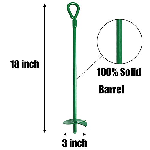 Cyleodo 18" Long Green Ground Anchor Kit(4 Pcs/Set), 3" Wide Helix,Heavy Duty Anchor Hook with Solid Steel Shaft，Best Choice for Swing Sets, Securing Animals,Camping Tent, Canopies, Car Ports, Sheds …