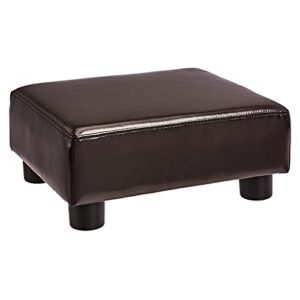first hill fhw footrest small ottoman stool pu leather modern seat chair footstool, brown