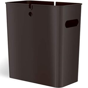 itouchless slimgiant 4.2 gallon slim trash can with handles, 16 liter plastic small wastebasket hanging garbage bin, magazine/file folder storage container home, office, bathroom, kitchen, mocha black
