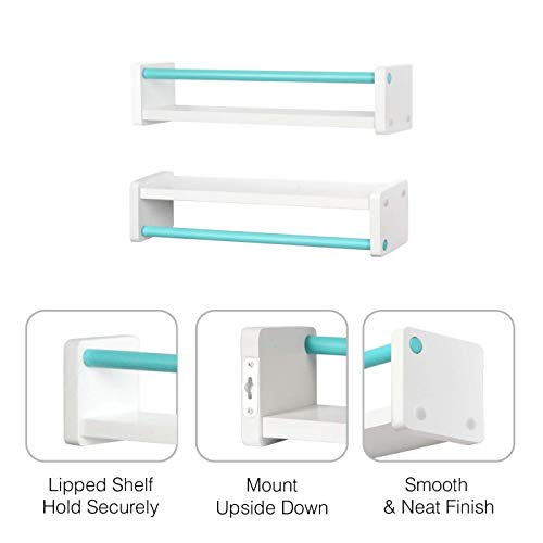 J JACKCUBE DESIGN Wall Mount Kids Nursery Decor Bookshelf Floating Wall Shelf Photo Display Toy Storage Organizer White Set of 2 - MK695A